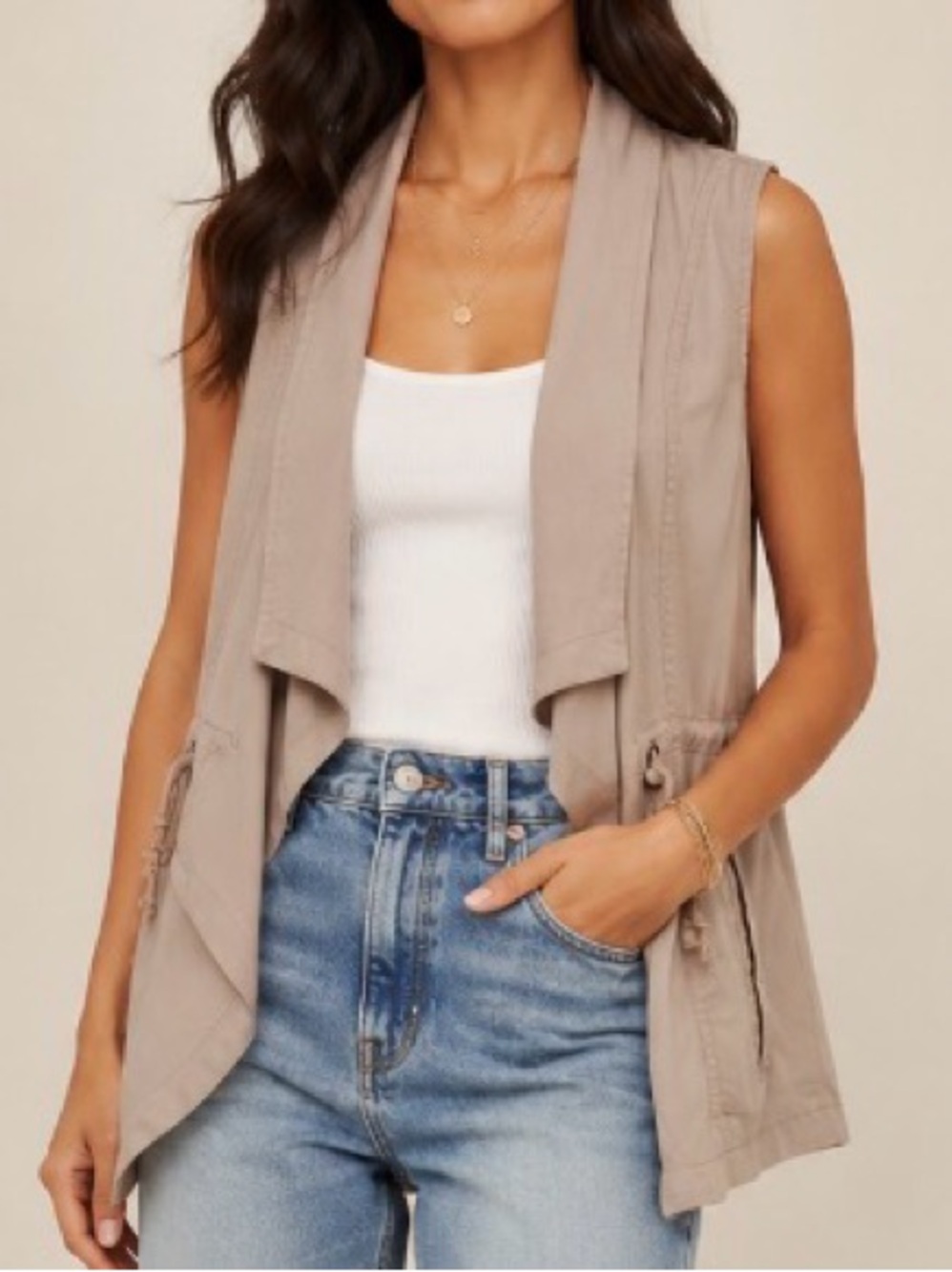TRIXXI Tan Open Front Utility Vest Size XS-S